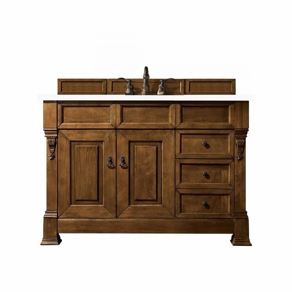 James Martin Vanities Brookfield 48in Single Vanity, Country Oak w/ 3 CM White Zeus Quartz Top 147-114-5276-3WZ